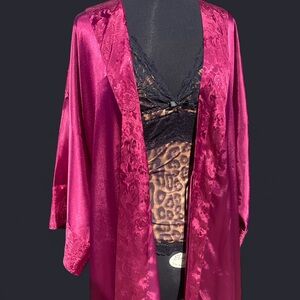 Vintage 90’s Victoria’s Secret Burgundy Jacquard Robe Kimono | GOLD LABEL